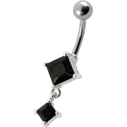 925 Sterling Silver Fancy Dangling SS Banana Bar Belly Ring