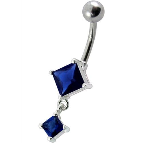 925 Sterling Silver Fancy Dangling SS Banana Bar Belly Ring