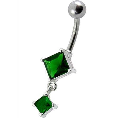 925 Sterling Silver Fancy Dangling SS Banana Bar Belly Ring