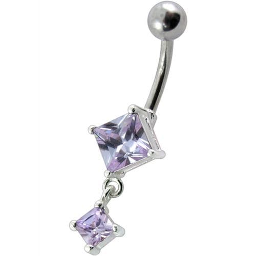925 Sterling Silver Fancy Dangling SS Banana Bar Belly Ring