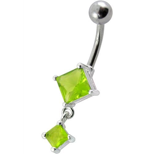 925 Sterling Silver Fancy Dangling SS Banana Bar Belly Ring