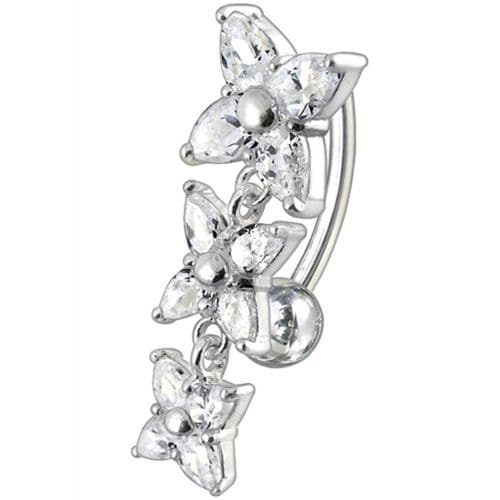 925 Sterling Silver Fancy Reverse Dangling Belly Ring