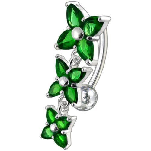 925 Sterling Silver Fancy Reverse Dangling Belly Ring