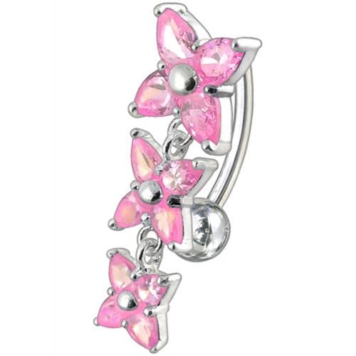 925 Sterling Silver Fancy Reverse Dangling Belly Ring