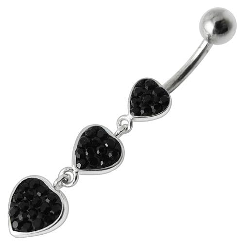 925 Sterling Silver Fancy Multi Jewelled Heart Dangling Belly Ring