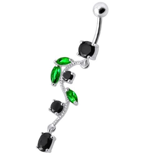 925 Sterling Silver Fancy Multi Jewelled Fairy Dangling Body Jewellery Belly Ring