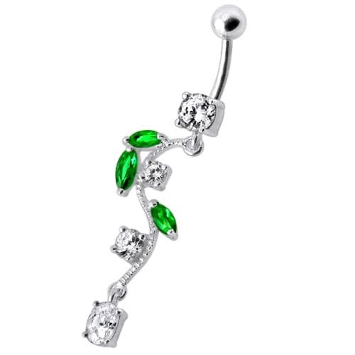 925 Sterling Silver Fancy Multi Jewelled Fairy Dangling Body Jewellery Belly Ring