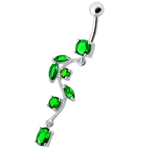 925 Sterling Silver Fancy Multi Jewelled Fairy Dangling Body Jewellery Belly Ring