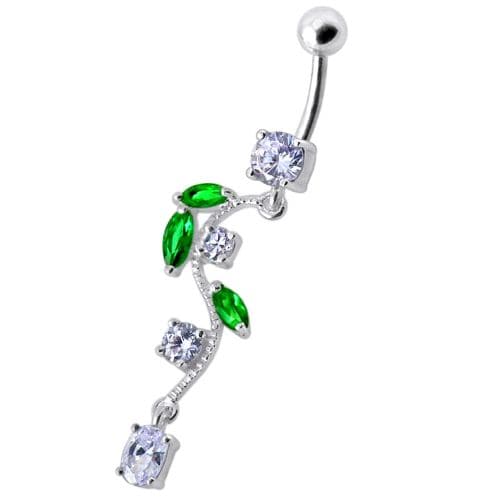 925 Sterling Silver Fancy Multi Jewelled Fairy Dangling Body Jewellery Belly Ring