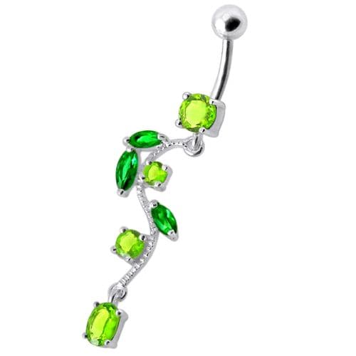 925 Sterling Silver Fancy Multi Jewelled Fairy Dangling Body Jewellery Belly Ring