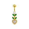 925 Sterling Silver Gold Plated Cherry Heart Belly Ring