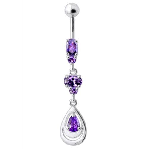 925 Sterling Silver Fancy Jewelled Navel Belly Button Ring