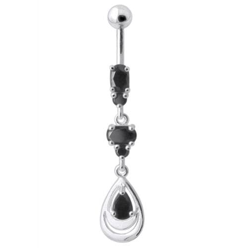 925 Sterling Silver Fancy Jewelled Navel Belly Button Ring