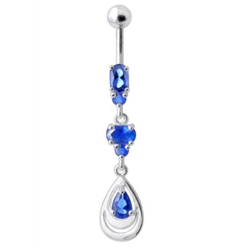 925 Sterling Silver Fancy Jewelled Navel Belly Button Ring