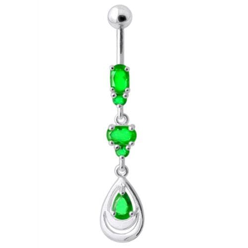 925 Sterling Silver Fancy Jewelled Navel Belly Button Ring