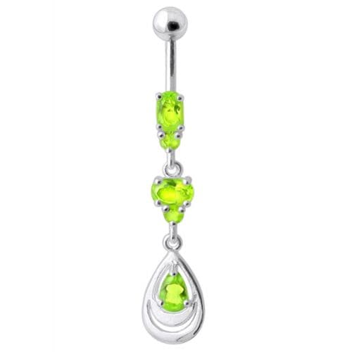 925 Sterling Silver Fancy Jewelled Navel Belly Button Ring