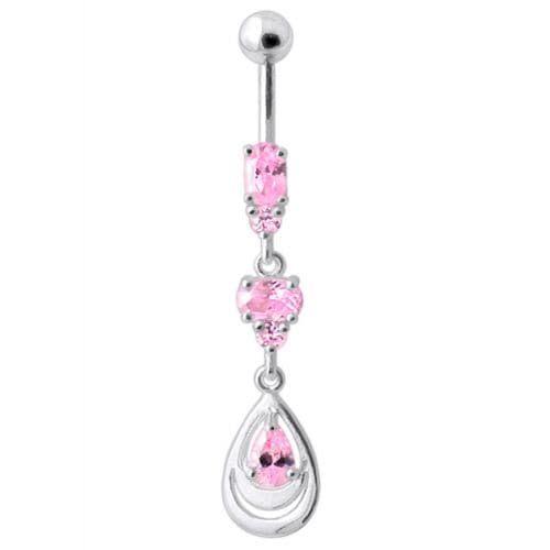 925 Sterling Silver Fancy Jewelled Navel Belly Button Ring