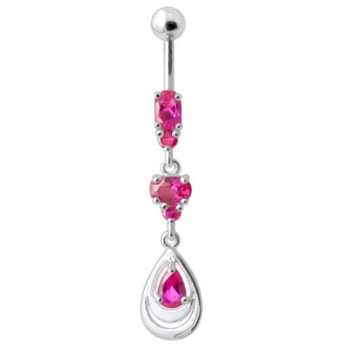 925 Sterling Silver Fancy Jewelled Navel Belly Button Ring