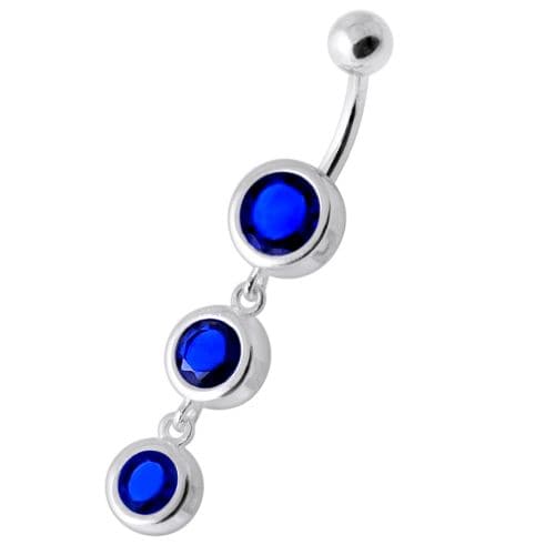 925 Sterling Silver Basel Setting Tri Round Jewelled Belly Banana