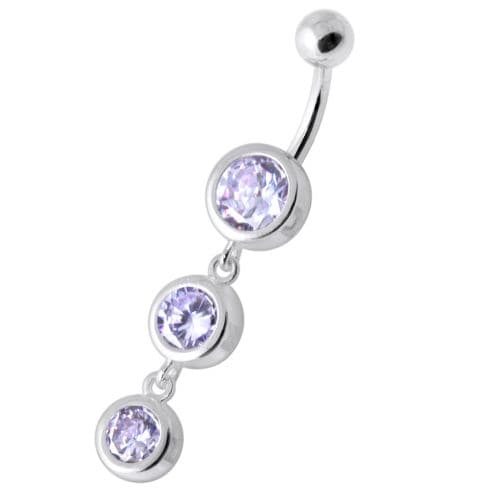 925 Sterling Silver Basel Setting Tri Round Jewelled Belly Banana