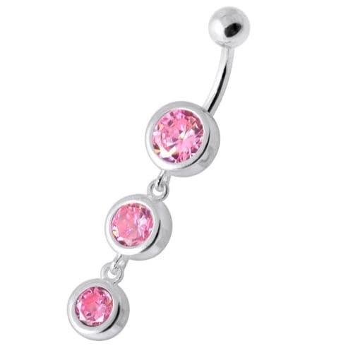 925 Sterling Silver Basel Setting Tri Round Jewelled Belly Banana