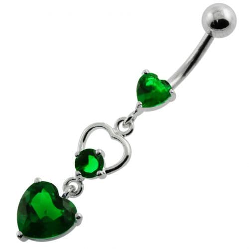 925 Sterling Silver Jewelled Heart Cutout Navel Belly Piercing