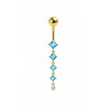 925 Sterling Silver Gold Plated Diamond Dangling Belly Ring
