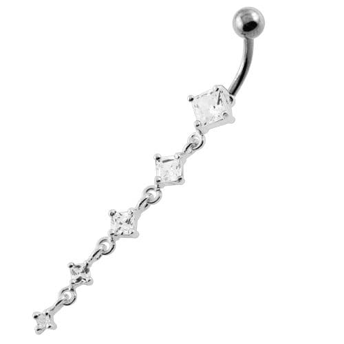 925 Sterling Silver Dangling Five Stones Belly Button Ring