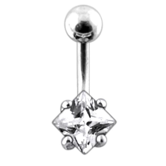 925 Sterling Silver Jewelled Star Design Belly Ring