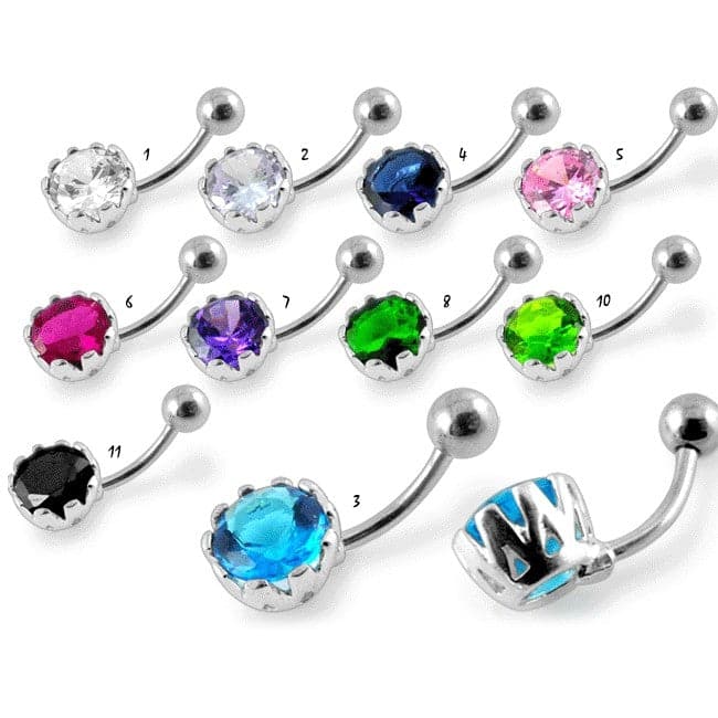 925 Sterling Silver Fancy Jewelled Round Navel Ring