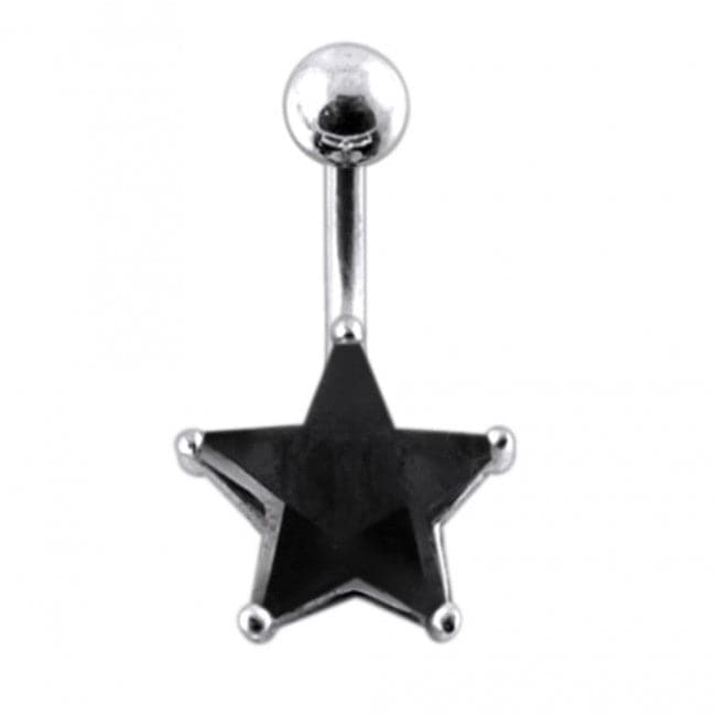 925 Sterling Silver Jewelled Star Non-Moving Belly Ring