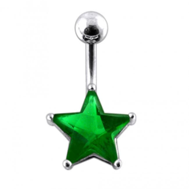 925 Sterling Silver Jewelled Star Non-Moving Belly Ring