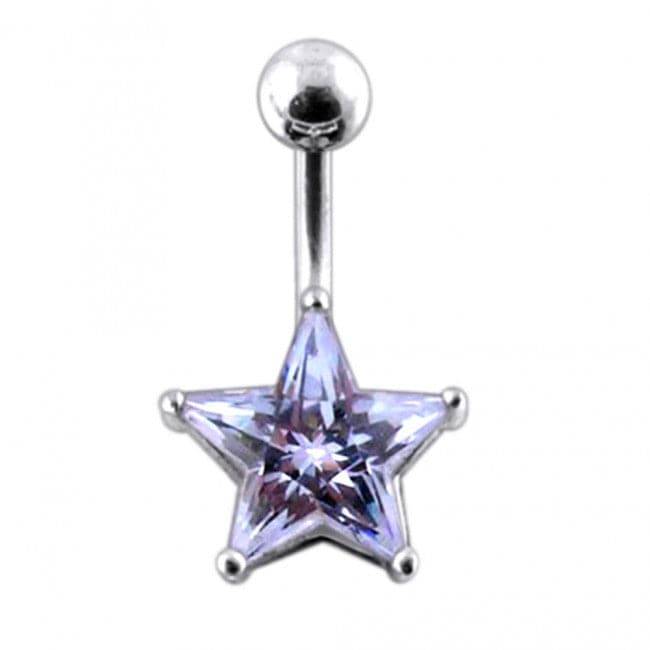 925 Sterling Silver Jewelled Star Non-Moving Belly Ring