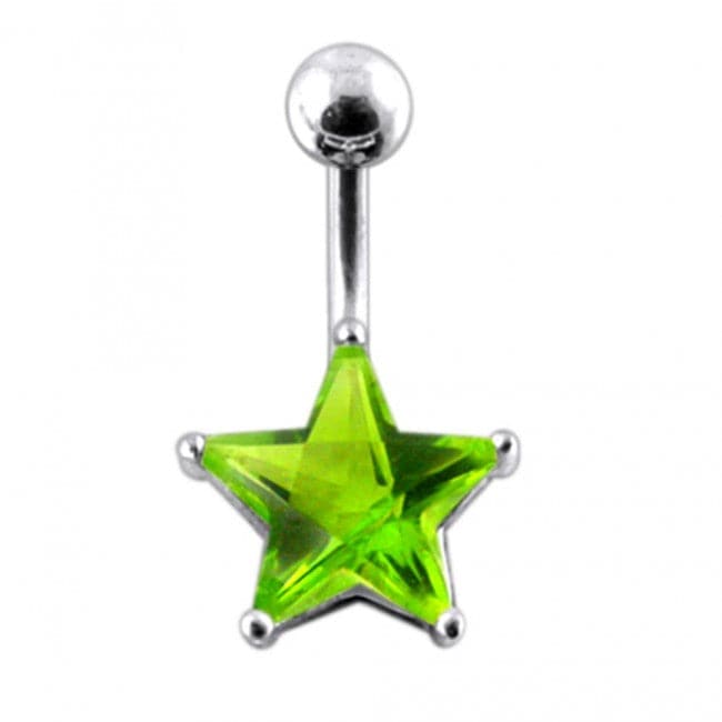 925 Sterling Silver Jewelled Star Non-Moving Belly Ring
