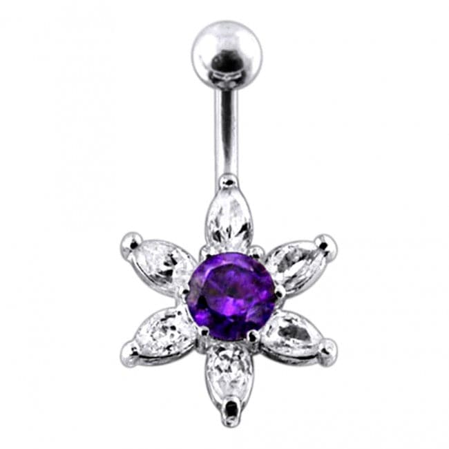 925 Sterling Silver Jewelled Star Non-Moving Belly Ring