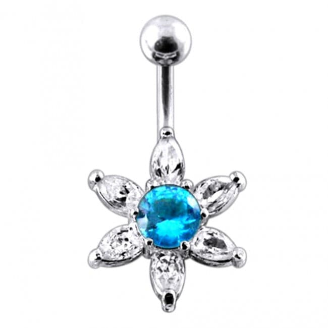 925 Sterling Silver Jewelled Star Non-Moving Belly Ring