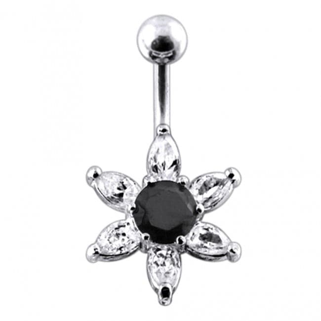 925 Sterling Silver Jewelled Star Non-Moving Belly Ring