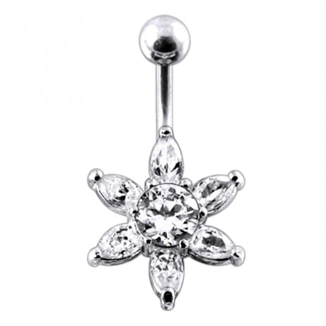 925 Sterling Silver Jewelled Star Non-Moving Belly Ring