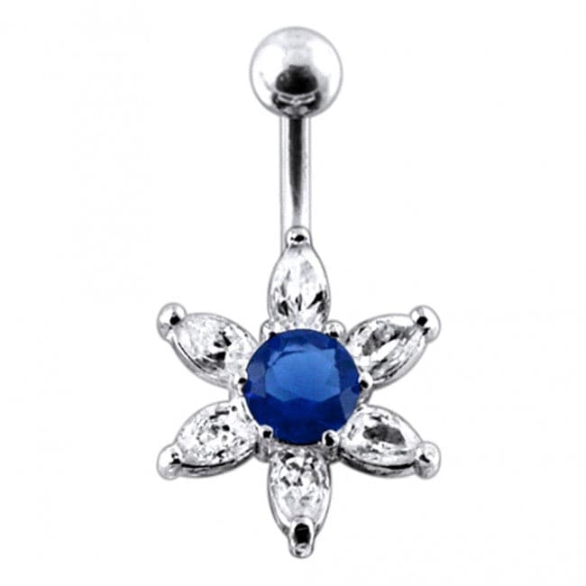 925 Sterling Silver Jewelled Star Non-Moving Belly Ring