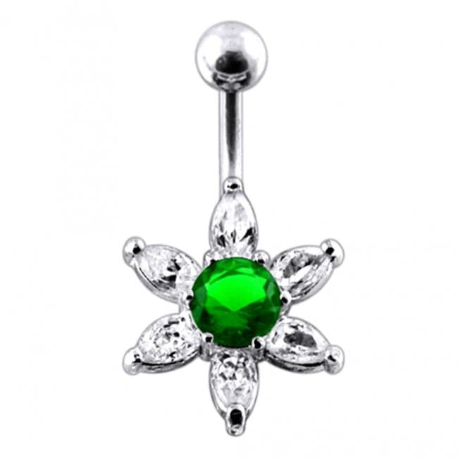 925 Sterling Silver Jewelled Star Non-Moving Belly Ring