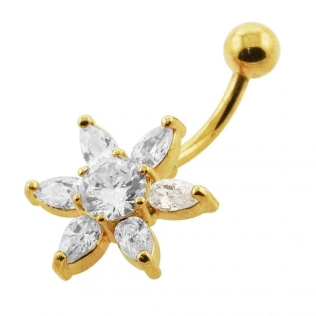 925 Sterling Silver Jewelled Star Non-Moving Belly Ring