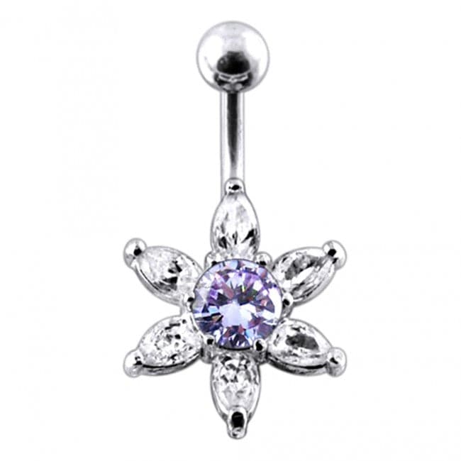 925 Sterling Silver Jewelled Star Non-Moving Belly Ring