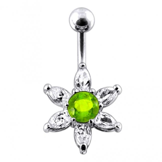 925 Sterling Silver Jewelled Star Non-Moving Belly Ring