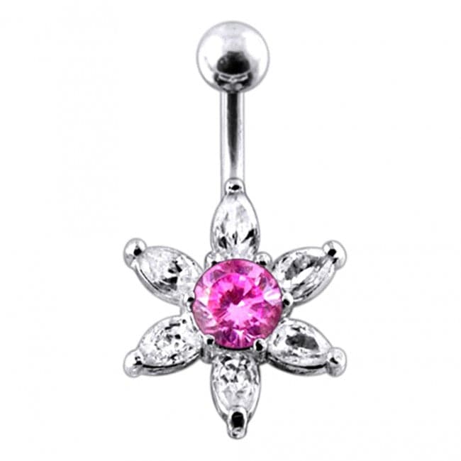 925 Sterling Silver Jewelled Star Non-Moving Belly Ring