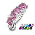 925 Sterling Silver Fancy Jewelled Non-Moving Reverse Belly Ring