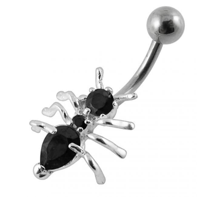 925 Sterling Silver Jewelled Ant Non-Moving Belly Ring