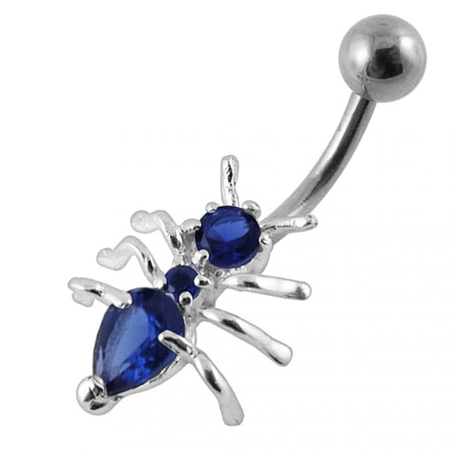 925 Sterling Silver Jewelled Ant Non-Moving Belly Ring
