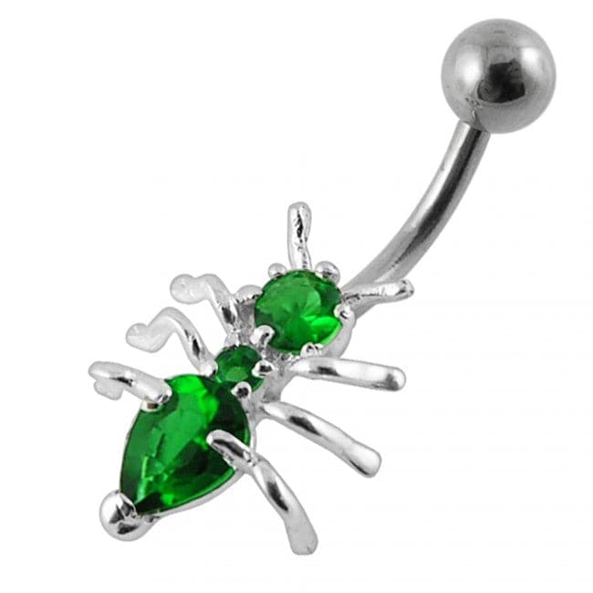 925 Sterling Silver Jewelled Ant Non-Moving Belly Ring