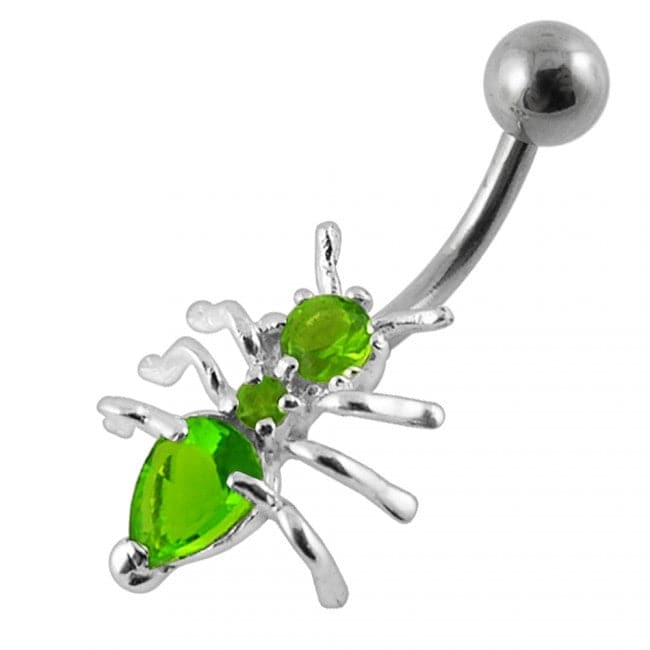 925 Sterling Silver Jewelled Ant Non-Moving Belly Ring