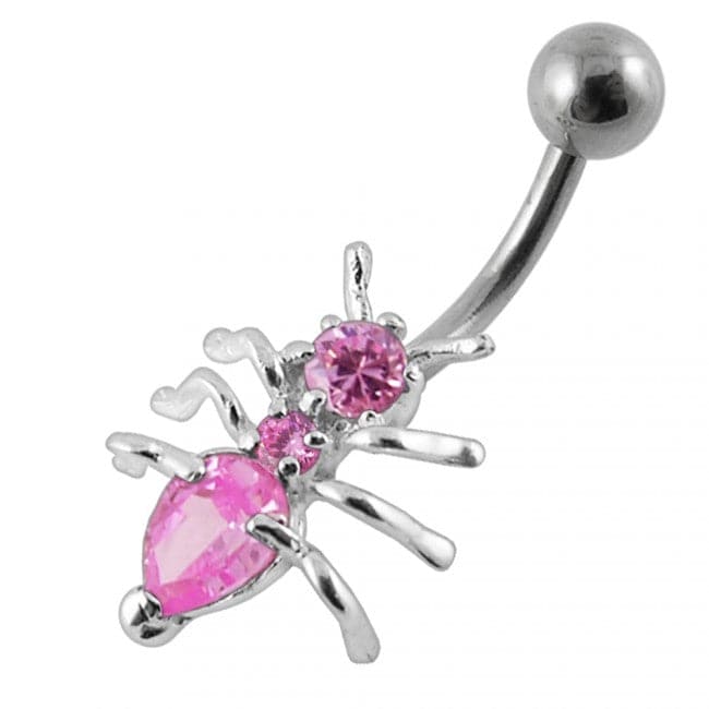 925 Sterling Silver Jewelled Ant Non-Moving Belly Ring